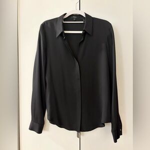 Theory Black Button Down Shirt 100% Silk